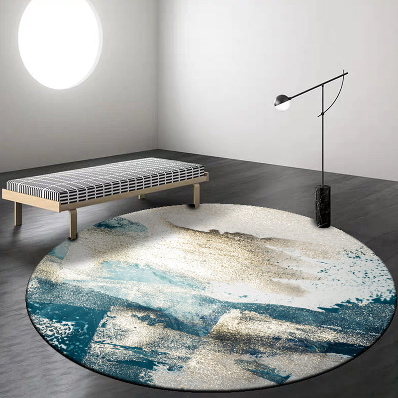 BowLift | Blue industrial carpet polyester abstract star pattern carpet pet-friendly washable non-slip carpet for the bedroom