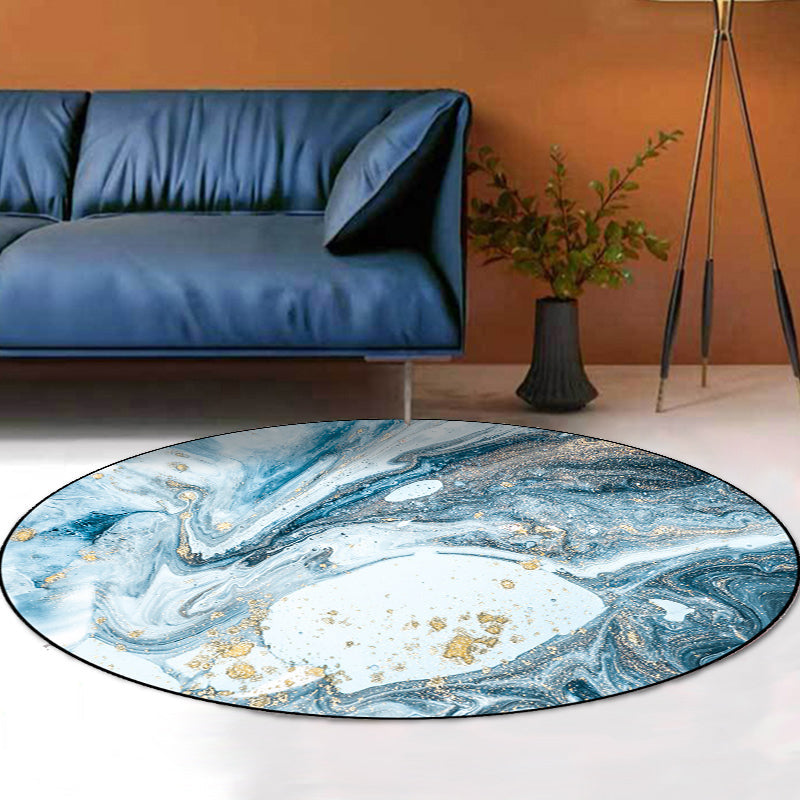 BowLift | Simple Abstract Area Rug Green and Blue Modernist Carpet Polyester Non-Slip Pet-Friendly Washable Rug for the Living Room