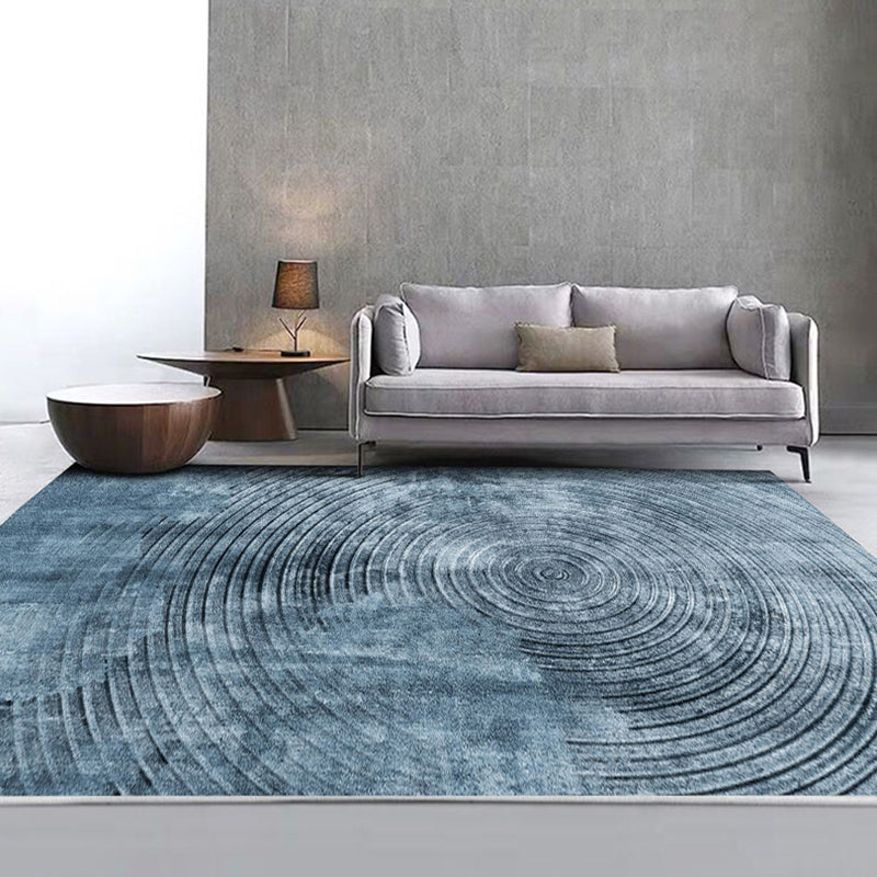BowLift | Blue concentric circle pattern rug Synthetic industrial rug Washable Non-slip backing rug for decoration
