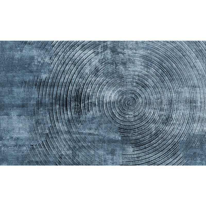 BowLift | Blue concentric circle pattern rug Synthetic industrial rug Washable Non-slip backing rug for decoration