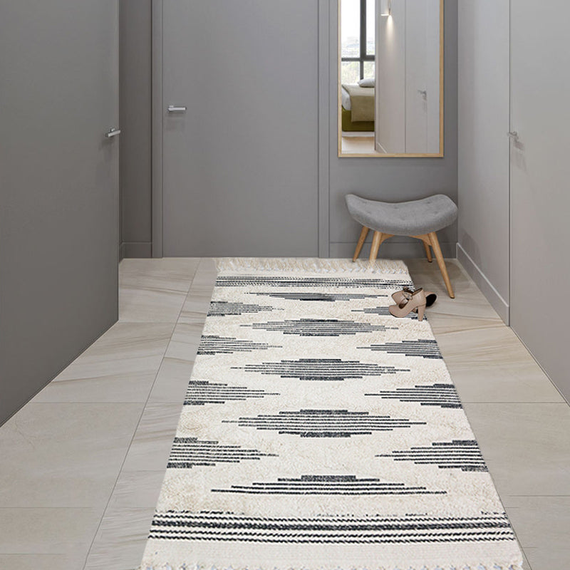 BowLift | Yellow and gray bedroom carpet southwestern striped pattern carpet cotton non-slip backing washable area rug