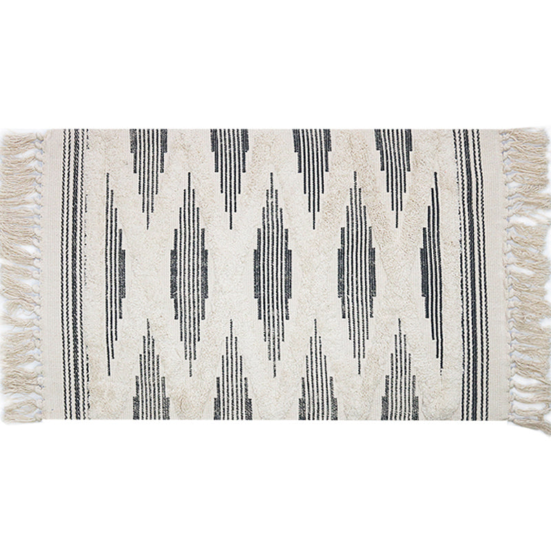 BowLift | Yellow and gray bedroom carpet southwestern striped pattern carpet cotton non-slip backing washable area rug