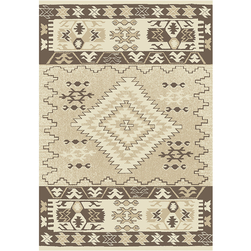 BowLift | Brown and Blue Bohemian Rug Synthetic Tribal Diamond Pattern Rug Pet-Friendly Washable Non-Slip Rug for Decoration