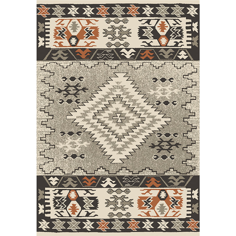 BowLift | Brown and Blue Bohemian Rug Synthetic Tribal Diamond Pattern Rug Pet-Friendly Washable Non-Slip Rug for Decoration