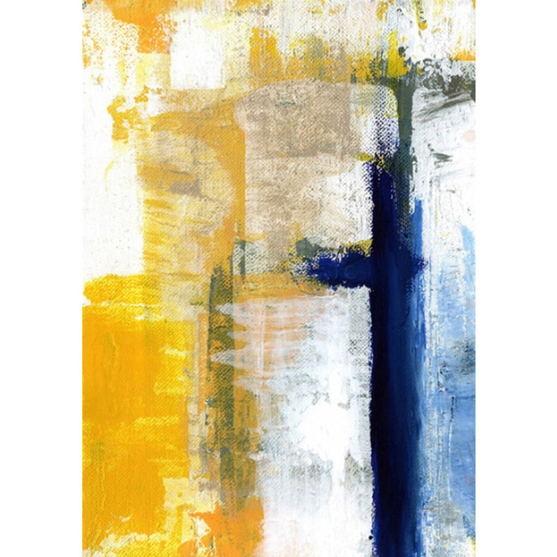 BowLift | Yellow Living Room Carpet Industrial Brushstroke Painting Pattern Carpet Polyester Machine Washable Non-Slip Back Carpet
