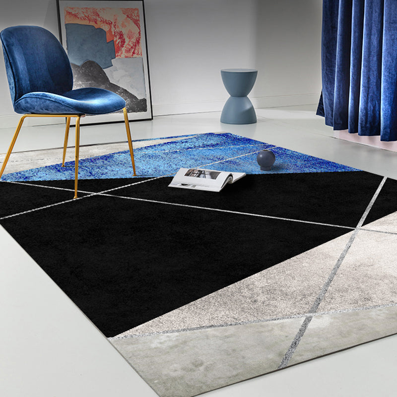 BowLift | Dark Color Simple Rug Polypropylene Color Block Geometric Carpet Non-Slip Pet-Friendly Rug for Home