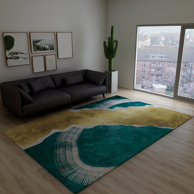BowLift | Dark Color Block Abstract Rug Polypropylene Minimalist Carpet Stain Resistant Non-Slip Back Rug for Bedroom