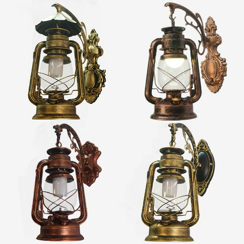 BowLift | 1-Light Kerosene Wall Mount Lighting Nautical Black/Copper/Bronze Clear Glass Wall Lights for Dining Room