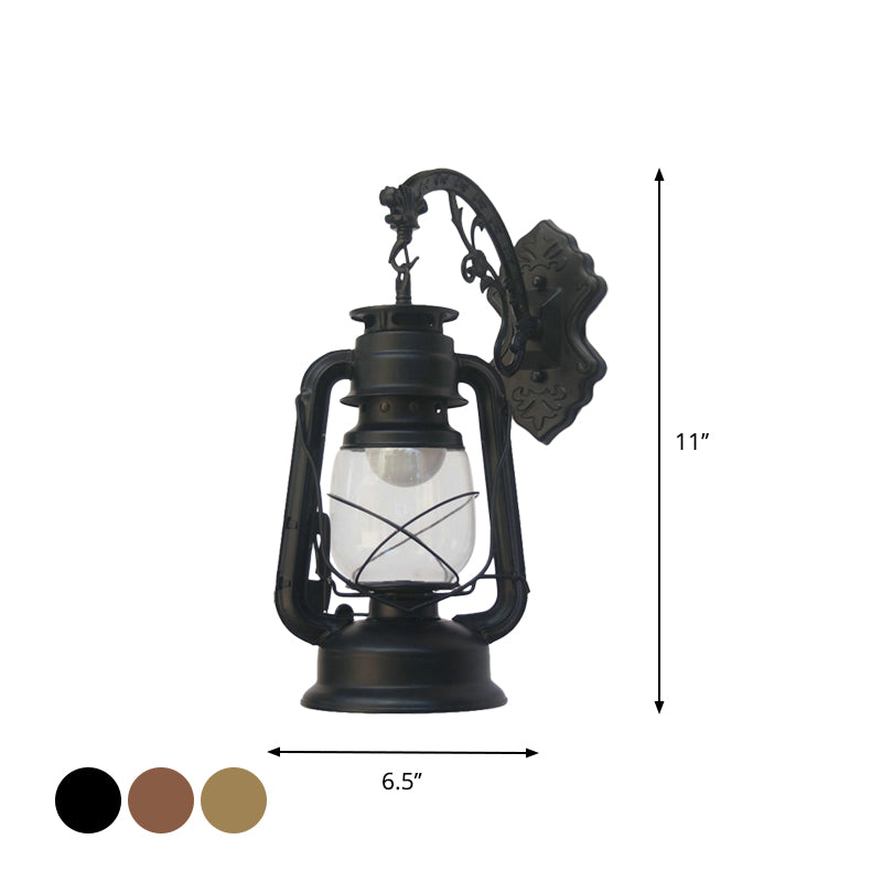 BowLift | 1-Light Kerosene Wall Mount Lighting Nautical Black/Copper/Bronze Clear Glass Wall Lights for Dining Room