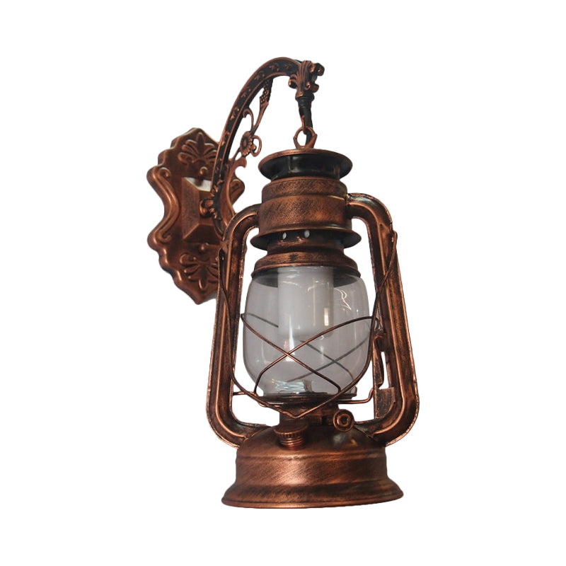 BowLift | 1-Light Kerosene Wall Mount Lighting Nautical Black/Copper/Bronze Clear Glass Wall Lights for Dining Room