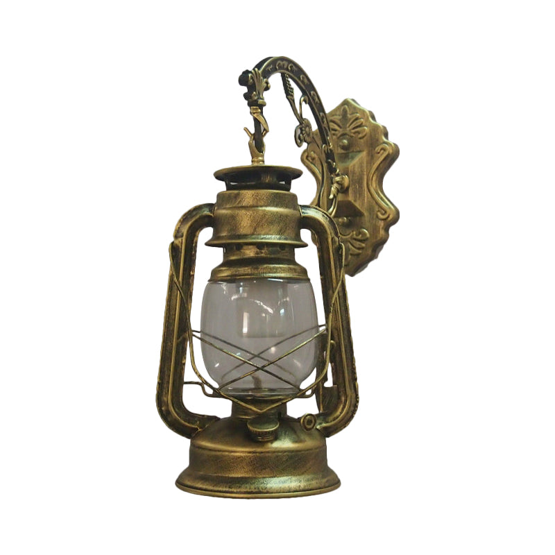 BowLift | 1-Light Kerosene Wall Mount Lighting Nautical Black/Copper/Bronze Clear Glass Wall Lights for Dining Room