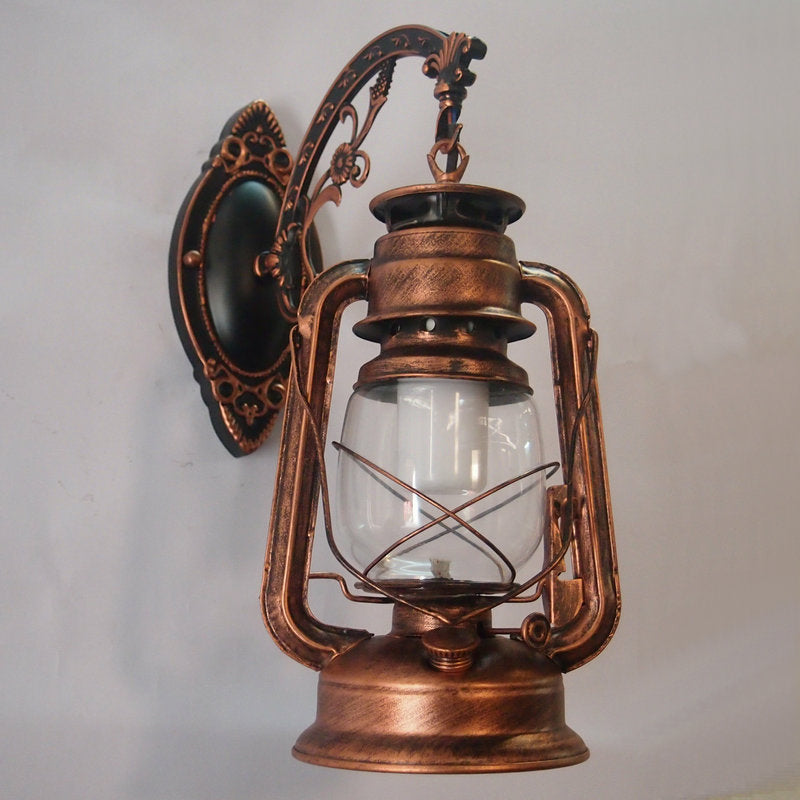 BowLift | 1-Light Kerosene Wall Mount Lighting Nautical Black/Copper/Bronze Clear Glass Wall Lights for Dining Room