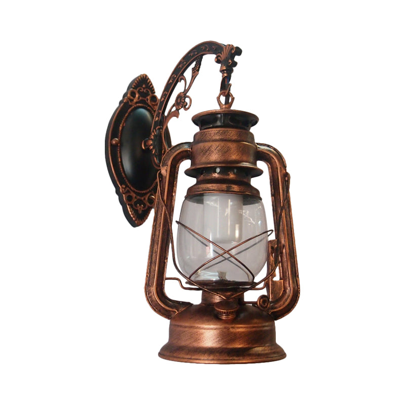 BowLift | 1-Light Kerosene Wall Mount Lighting Nautical Black/Copper/Bronze Clear Glass Wall Lights for Dining Room
