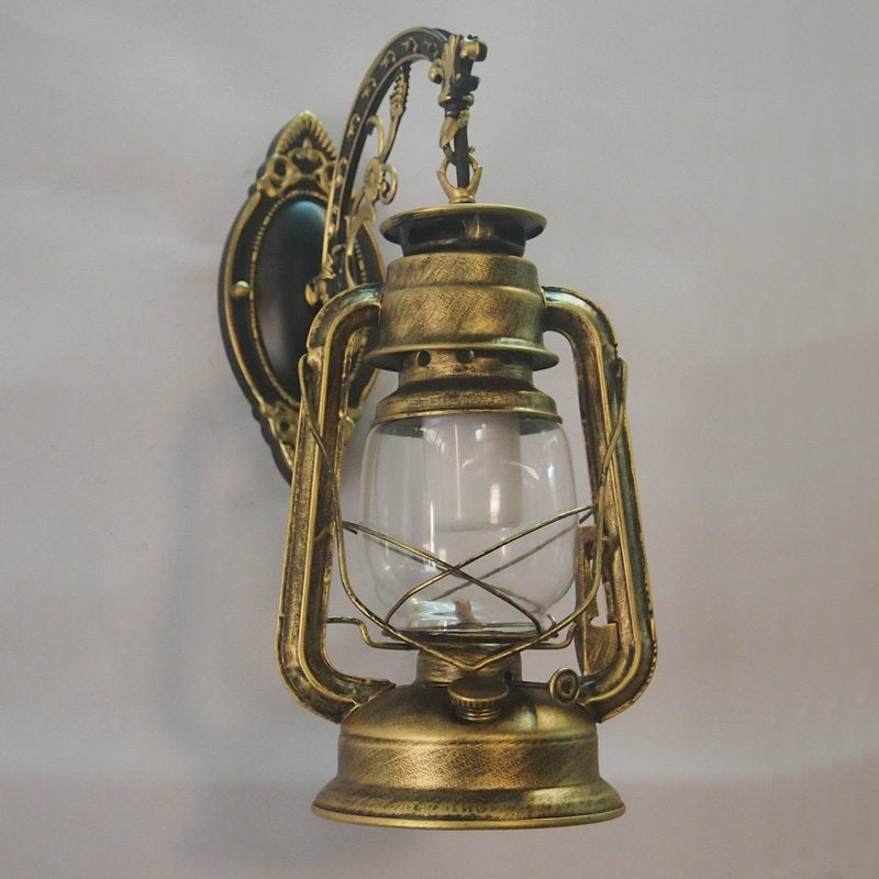 BowLift | 1-Light Kerosene Wall Mount Lighting Nautical Black/Copper/Bronze Clear Glass Wall Lights for Dining Room