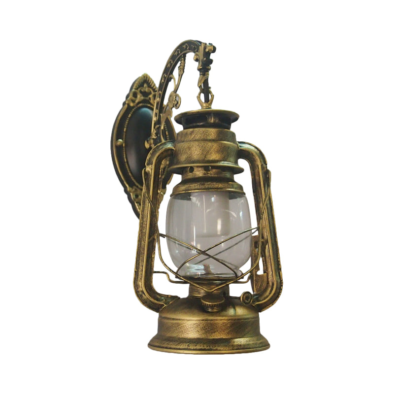 BowLift | 1-Light Kerosene Wall Mount Lighting Nautical Black/Copper/Bronze Clear Glass Wall Lights for Dining Room