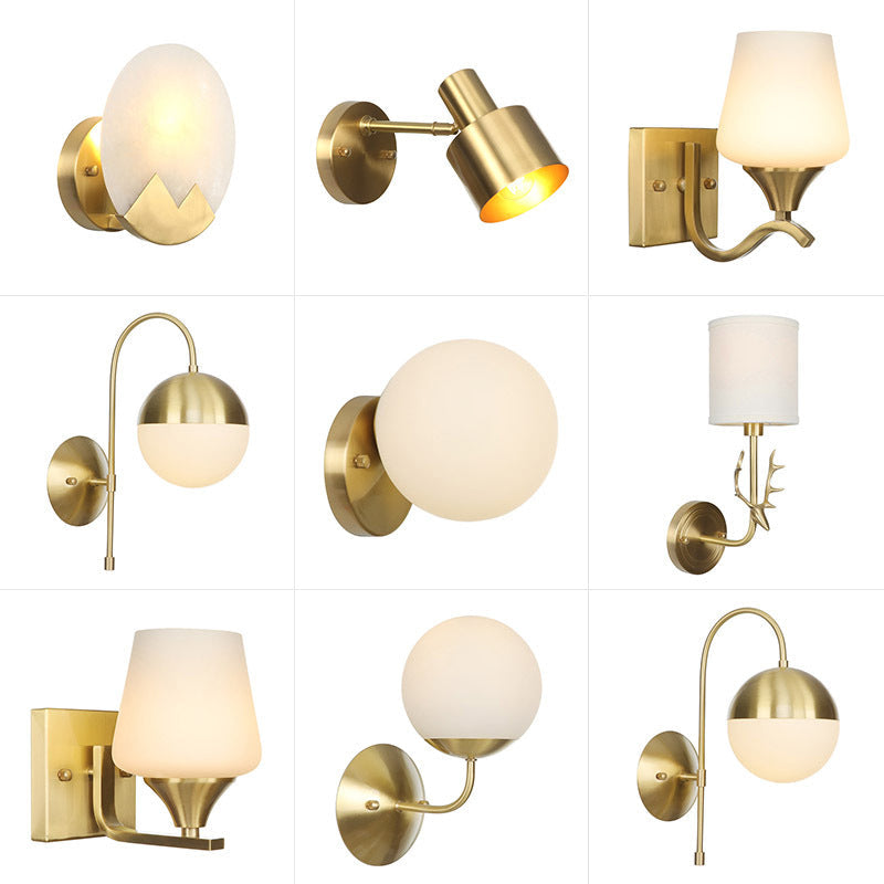 BowLift | Brass 1-Light Wall Lamp Fixture Antique Frosted White Glass Tulip Shade/Cylinder Wall Mount Light with Arm
