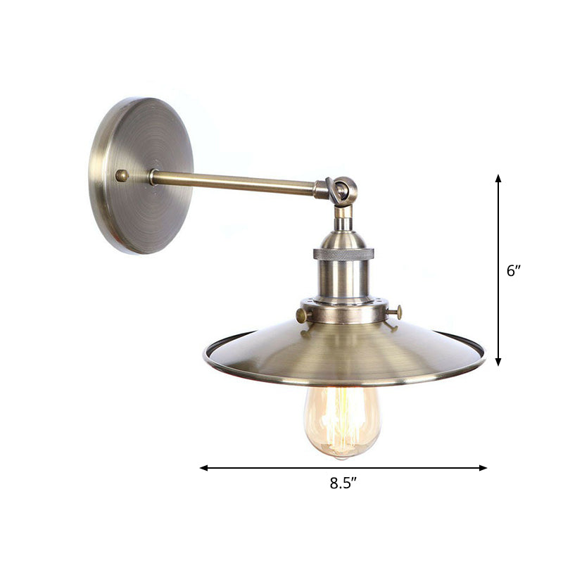 BowLift | Bronze 1-Light Wall Spotlight Industrial Iron Rolled Edge Dish/Cone/Horn Wall Mount Light Fixture with Swivel Joint