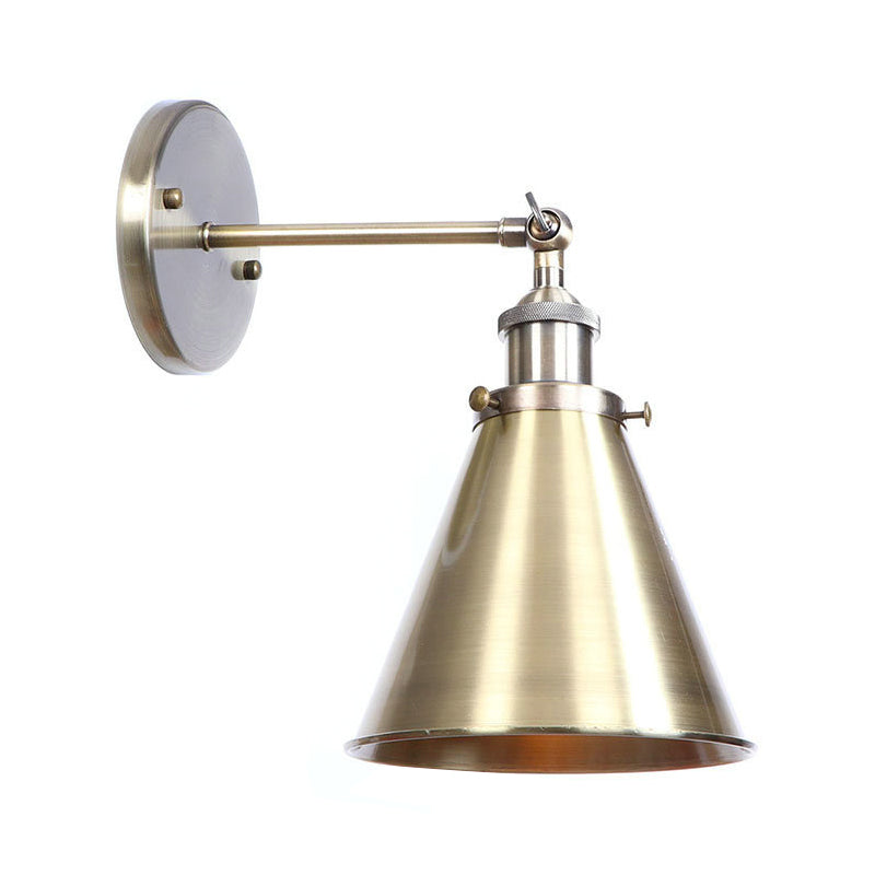 BowLift | Bronze 1-Light Wall Spotlight Industrial Iron Rolled Edge Dish/Cone/Horn Wall Mount Light Fixture with Swivel Joint