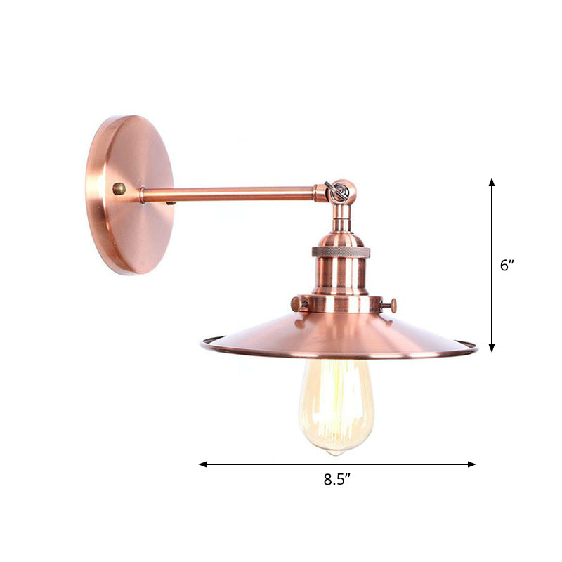 BowLift | Adjustable Iron Copper Wall Reading Camp Horn/Bowl/Cone Single Lamp Loft Style Wall Lamp for Living Room