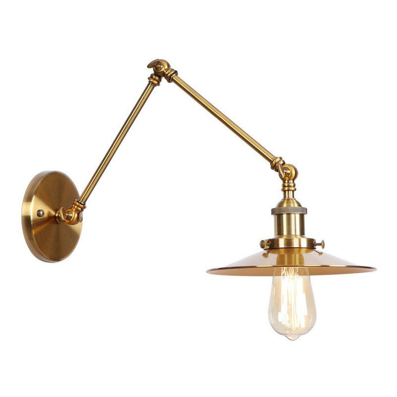 BowLift | Iron Brass Wall Lighting Scalloped/Horn/Cone Single 6"/8" Width Antique Wall Lamp with Swing Arm