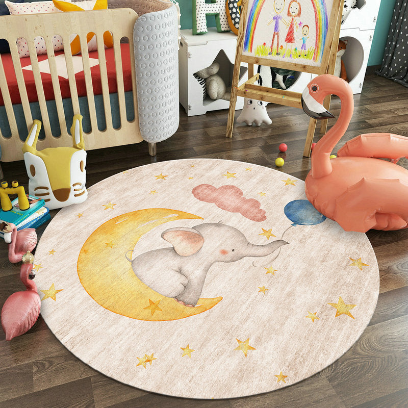 BowLift | Pastel Colorful Animals Carpet Synthetic Cartoon Rug Non-slip Back Stain Resistant Carpet for Preschool