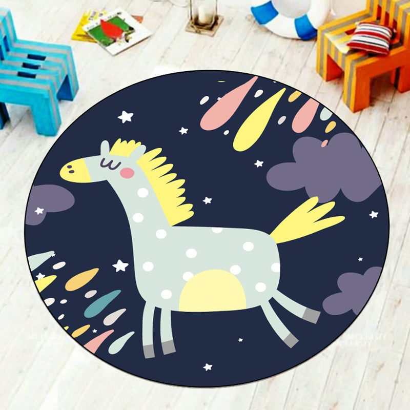 BowLift | Cartoon Kids Room Carpet Multi-Color Animals Carpet Polyester Washable Stain Resistant Non-Slip Bottom Carpet