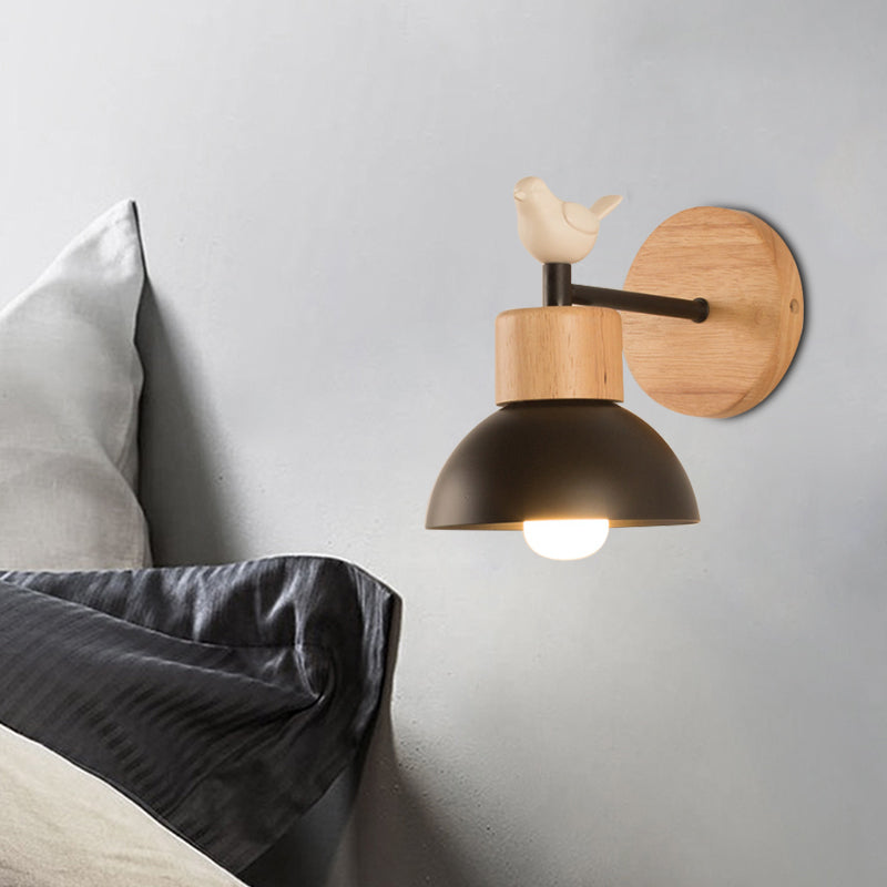 BowLift | NordicDome - Metal and Wood Wall Lamp with Bird for the Children's Room