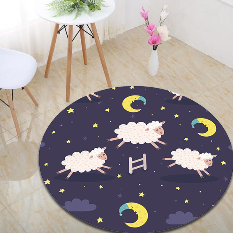 BowLift | Cartoon Children's Mats Rug Dark Color Animal Land Rug Polyester Pet Friendly Non-Slip Rug