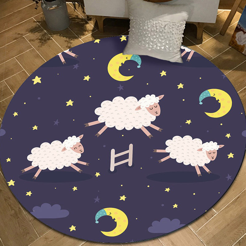BowLift | Cartoon Children's Mats Rug Dark Color Animal Land Rug Polyester Pet Friendly Non-Slip Rug