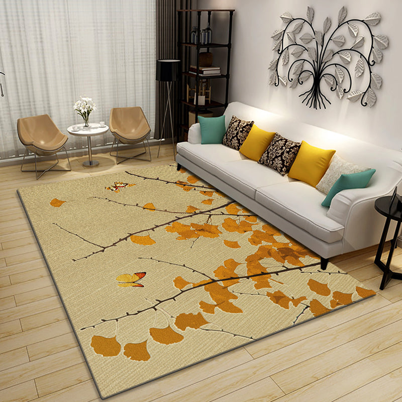 BowLift | Classic Multicolored Oriental Carpet Polyester Branch and Bird Pattern Carpet Washable Pet Friendly Non-Slip Rug for the Living Room