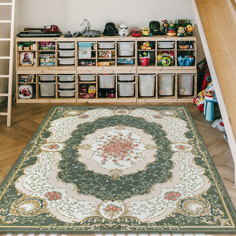 BowLift | Blossom Pattern Carpet Polyester Retro Carpet Anti-Slip Carpet Machine Washable Indoor Carpet for Bedroom