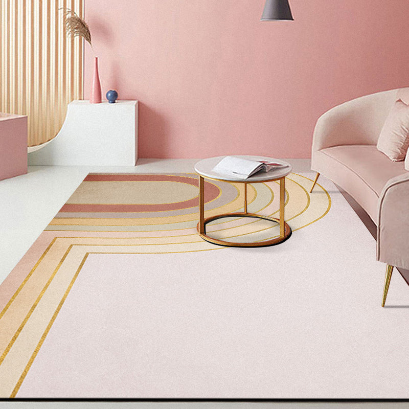 BowLift | Pink Hall Rug Modernist Color Bar and Stripe Pattern Rug Polyester Pet Friendly Washable Non-Slip Back Rug