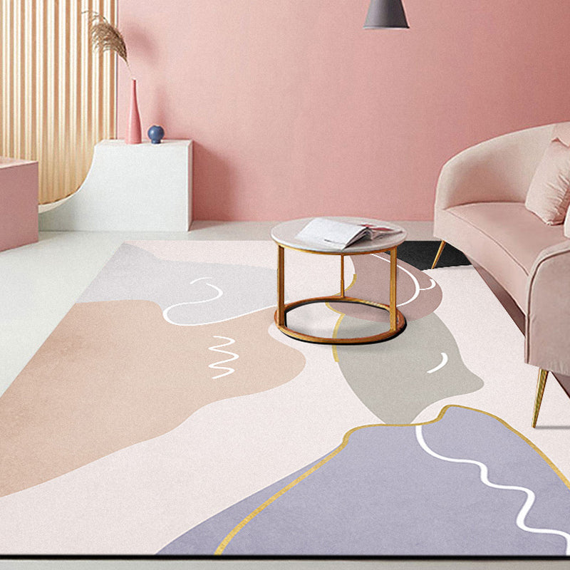 BowLift | Pink Hall Rug Modernist Color Bar and Stripe Pattern Rug Polyester Pet Friendly Washable Non-Slip Back Rug