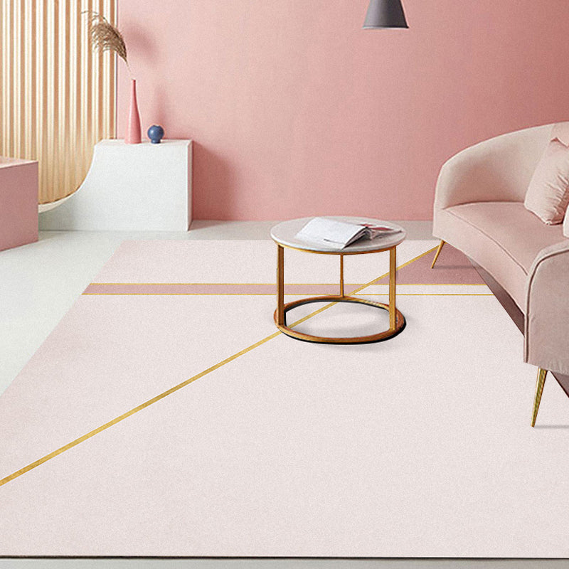 BowLift | Pink Hall Rug Modernist Color Bar and Stripe Pattern Rug Polyester Pet Friendly Washable Non-Slip Back Rug
