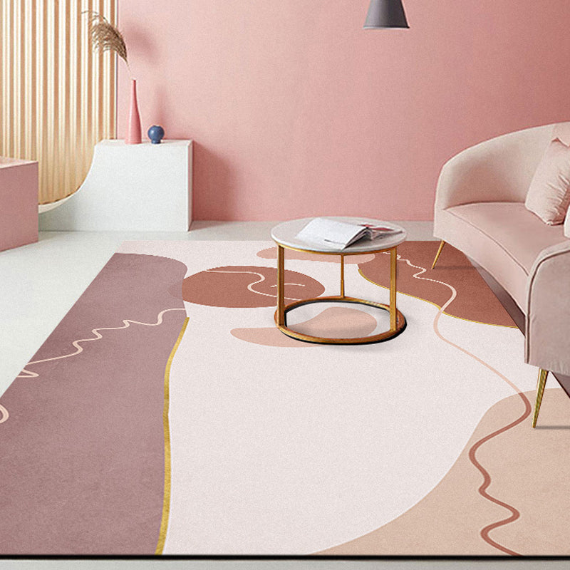 BowLift | Pink Hall Rug Modernist Color Bar and Stripe Pattern Rug Polyester Pet Friendly Washable Non-Slip Back Rug