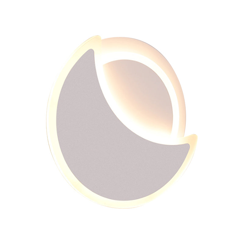 BowLift | Acrylic Moon Eclipse Flush Wall Lamp Nordic Black/White LED Wall Mount Light in Warm/White Light for Bedroom