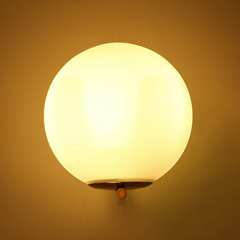 BowLift | Frosted White Glass Ball Wall Lamp Minimalist 1 Head Gold Wall Lamp Light with Right Angle Arm, Warm/White Light