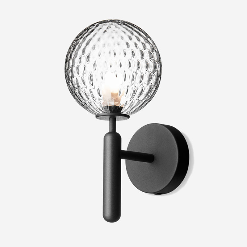 BowLift | 1-Light Nightstand Wall Lamp Simple Black Wall-Mounted Light Fixture with Ball White/Clear Water Glass Shade