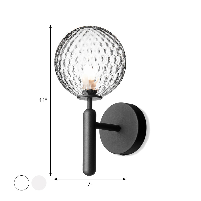 BowLift | 1-Light Nightstand Wall Lamp Simple Black Wall-Mounted Light Fixture with Ball White/Clear Water Glass Shade
