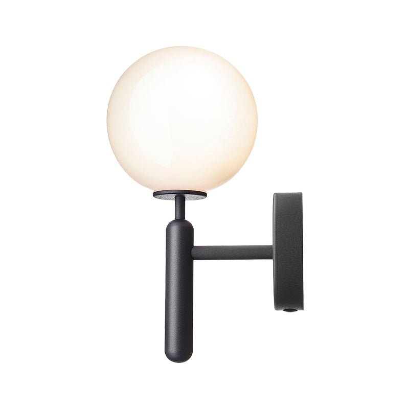 BowLift | 1-Light Nightstand Wall Lamp Simple Black Wall-Mounted Light Fixture with Ball White/Clear Water Glass Shade