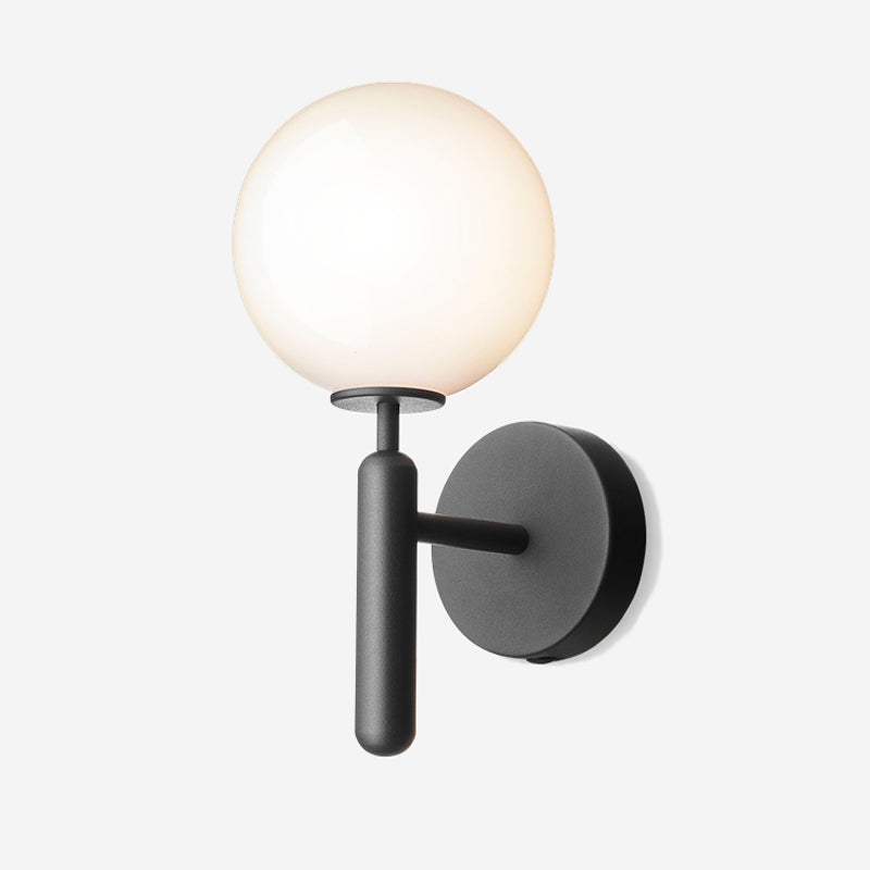 BowLift | 1-Light Nightstand Wall Lamp Simple Black Wall-Mounted Light Fixture with Ball White/Clear Water Glass Shade