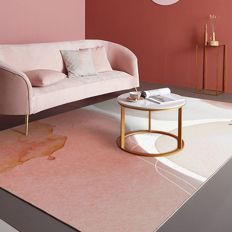 BowLift | Pink and White Bedroom Rug Novelty Color Block Pattern Rug Polyester Washable Area Rug