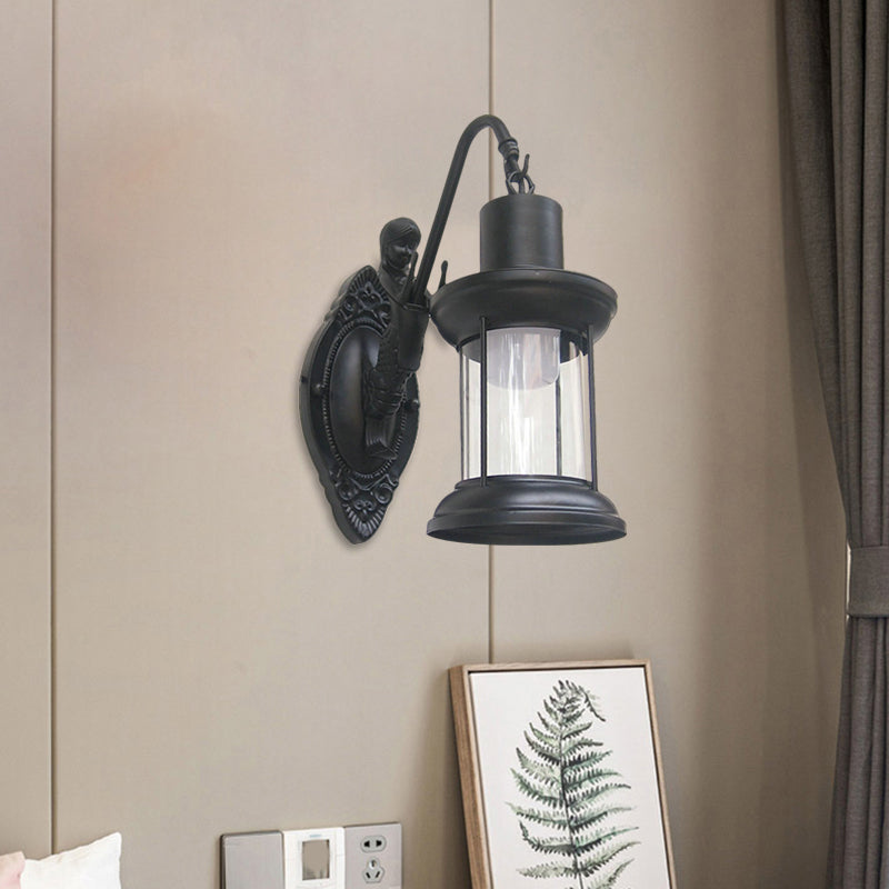 BowLift | Clear Glass Black/Bronze/Copper Wall Light Kerosene 1-Light Vintage Style Wall Lamp Light for Outdoor