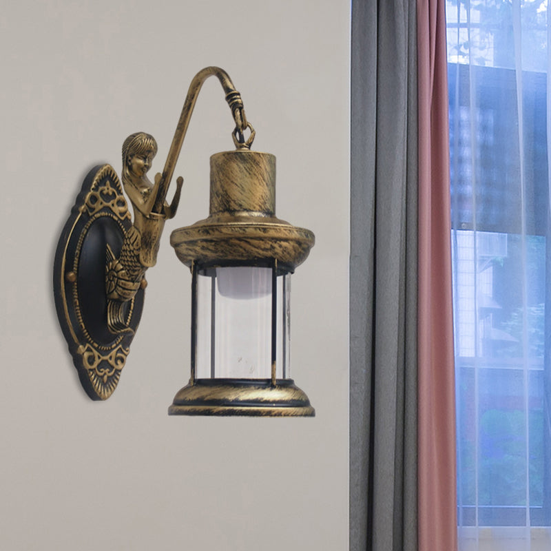 BowLift | Clear Glass Black/Bronze/Copper Wall Light Kerosene 1-Light Vintage Style Wall Lamp Light for Outdoor