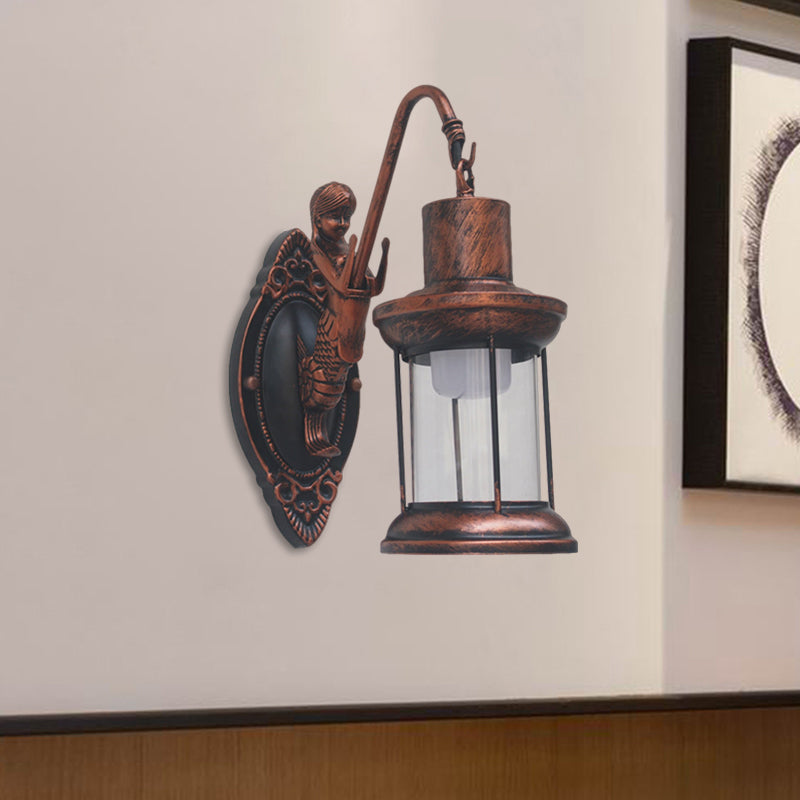 BowLift | Clear Glass Black/Bronze/Copper Wall Light Kerosene 1-Light Vintage Style Wall Lamp Light for Outdoor