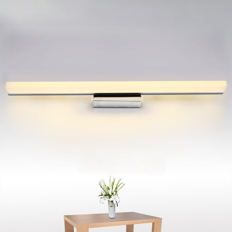 BowLift | 16"/31.5"/47" W Acrylic Straight Makeup Lamp Minimalism Chrome LED Wall Mounted Light in Chrome