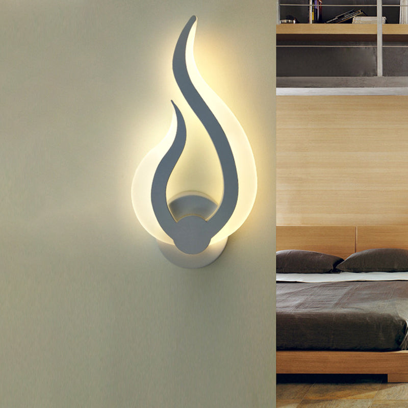 BowLift | Flame-shaped Bedroom Wall Lantern Lighting Acrylic LED Nordic Wall Mounted Light in Warm/White Light
