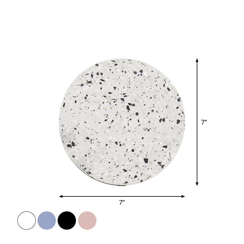 BowLift | Disc-shaped LED wall lamp Minimalist terrazzo bedroom wall light in Pink/Blue/Black, 7"/10" B