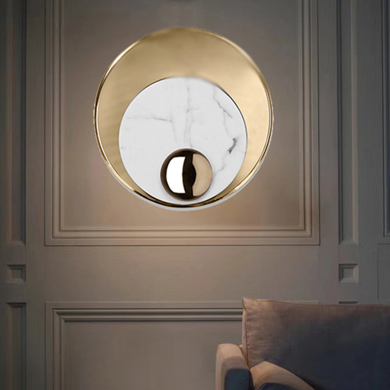 BowLift | Peacock Feather Wall Lantern Designer Marble Living Room LED Ceiling Light in Black/White and Gold