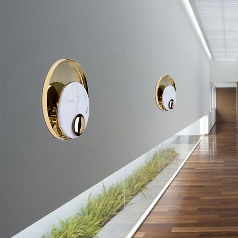 BowLift | Peacock Feather Wall Lantern Designer Marble Living Room LED Ceiling Light in Black/White and Gold